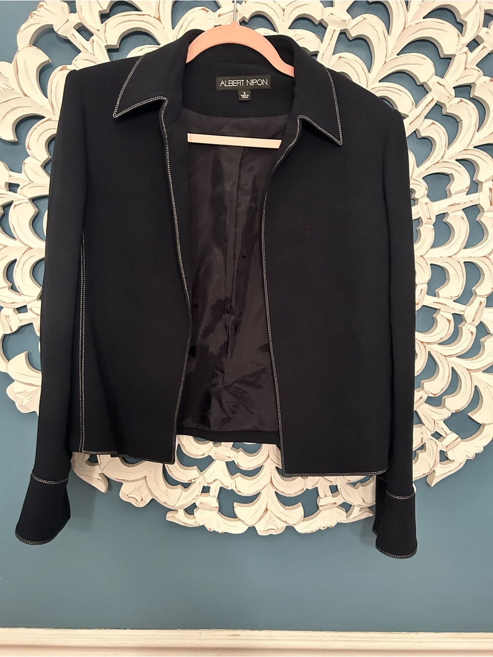 Albert Nipon Black Women's Blazer with Contrast Stitching